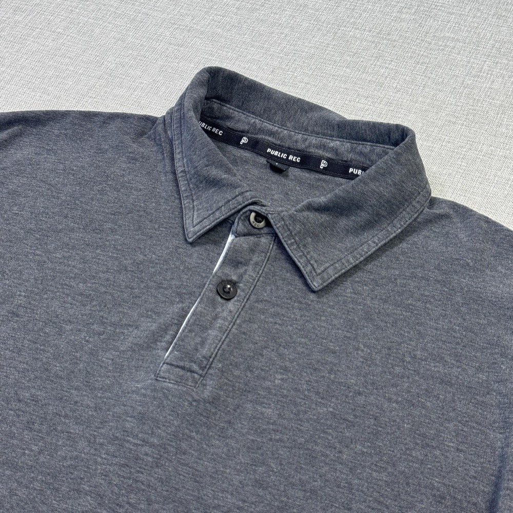 Public Rec Polo‎ Shirt Mens Large Gray Short Sleeve Cotton Lyocell Stretch